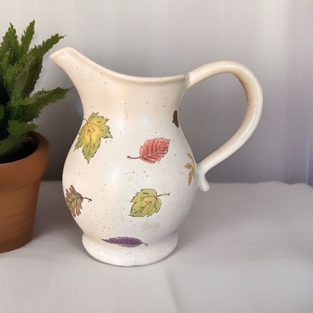 Stoneware Pitcher Kathy Sulewski‎ Papel Giftware Autumn Breeze Speckled Leaves